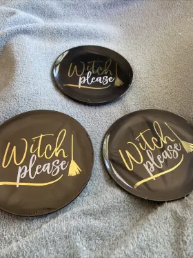 430759 Amscan 3 Packs Witch Please Plastic Party Lunch Plates 7.5 Inch Halloween Celebration 4ct