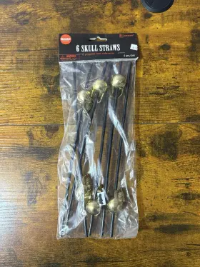460441 Amscan Skull Reusable Plastic Straws 6 Per Pack 11 Inch Halloween Supplies Tableware