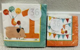 502172 Amscan New Barnyard Fun Farm Animal Kids Birthday Party 72 Paper Napkins