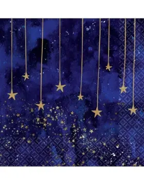 512207 Amscan New Years Party Paper Napkins Midnight Design 2-ply 16 Count Pack Square Stars