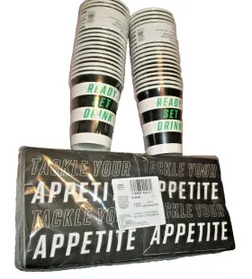 512925 Amscan Ready Set Drink Cups Tackle Football Game Day Sports Banquet Party Napkins