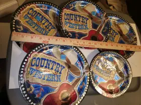 519809 Amscan Country Western Luncheon Plates Music American Cowboy Hat Birthday Party Serving