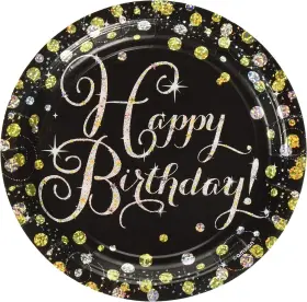 541873 Amscan Sparkling Inch Happy Birthday Celebration Round Prismatic Pack Of 8 Multicolor