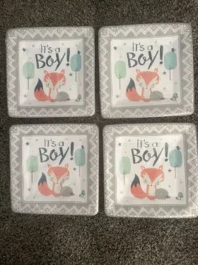542164 Amscan 4 Packages Of-bear-ly Wait It S A Boy Baby Shower Party 7 Inch Square Dessert Plates