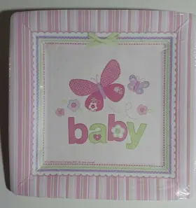 549124 Amscan Carters Baby Girl Butterfly Pink Shower Party 7 Inch Square Dessert Plates