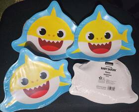 Amscan 5512527 Baby Shark Dance Pinkfong Cartoon Bday Party 10 Inch Shaped Paper Dinner Plates 4 Pc