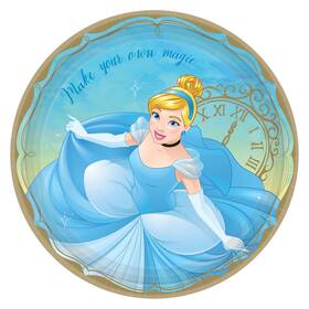Amscan 552377 New Enchanting Disney Princess Cinderella Round Paper Plates - 9 Inch Pack Of 8
