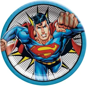 5524434 Amscan Justice League Heroes Unite Superman Superhero Birthday Party 9 Inch Dinner Plates