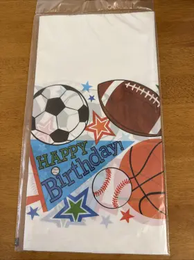 571292 Amscan Sports Themed Birthday Plastic Table Covers - 54 Inch X 84 Party Decor