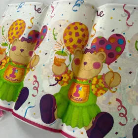 57849 Amscan Happy 1st Birthday Party Table Cover 2 Pc 54 Inch X 102 Baby Bear Balloon Cupcake