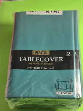 Amscan 600161444714 - 12 Pack Disposable Plastic Tablecover Tablecloth 84 Inch Ins Teal Round