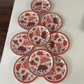 642749 Amscan 9 Pack Canadian Pride 7 Inch Plates Paper 12 Per