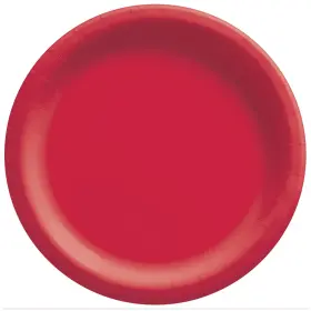 650005.40 Amscan Go Brightly Solid Lunch Paper Plates 8-1/2 Inch Red Pack Of 16