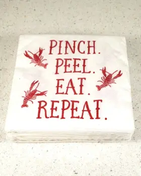 703771 Amscan Mardi Gras Crawfish Beverage Napkins 40 Ct Pinch Peel Eat Repeat