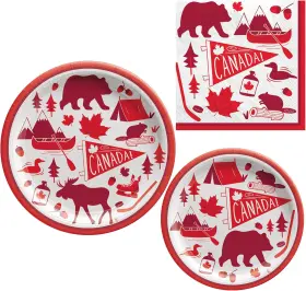 Amscan 711181394382 Canadian Pride Patriotic Party Supplies Dinner Plates Dessert And Nap