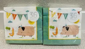 712172 Amscan New Barnyard Animals Farm Pig Cow Horse Birthday Party 72 Luncheon Napkins Nip