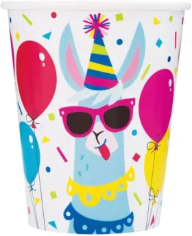 73226 Amscan Llama Birthday Multicolor Paper Cups - 9 Oz Pack Of 8 Vibrant And Fun Party Dr