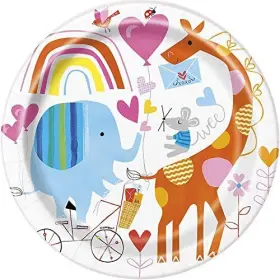 73425 Amscan Unique Zoo Baby Shower Round Dinner Plates 9 Inch 8 Ct Large Paper