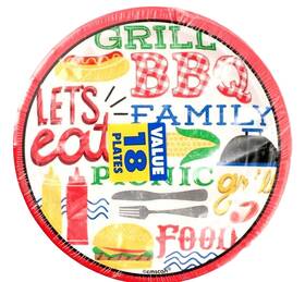 Amscan 741951 Bbq Disposable Plates 18 Count Barbeque Outdoor Picnic Grill Design 8 Inch