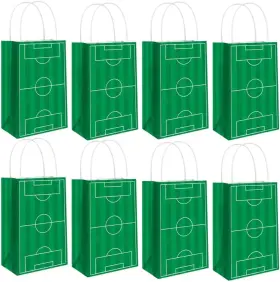 Amscan 744110026108 Vibrant Green Soccer Alley Oop Kraft Bags - 8 Inch X 5 Pack Of Perfect