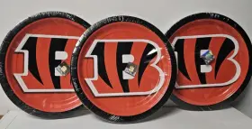 752330 Amscan Cincinnati Bengals Nfl Party 9 Inch Dinner Plates Lot Of 3 With 18 Per Pack