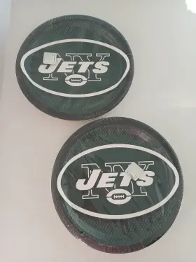 752342 Amscan 2 Packs Of 18 New York Jets Nfl Football Sports Logo 9 Inch Dinner Plates