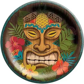 752736 Amscan Vintage Tiki Summer Luau Tropical Beach Theme Party 8.5 Inch Paper Dinner Plates