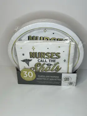 950340 Amscan Nursing School Graduation Party Paper Plates And Napkins Set Nurses Call The Shots