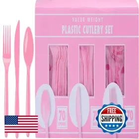 B00bfx66g8 Amscan Pink Plastic Heavy Weight Assorted Cutlery 200 Count - Premium B00bfx66g8 Amscan Pink Plastic Heavy Weight Assorted Cutlery 200 Count - Premium
