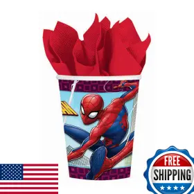 B07n46rdy3 Amscan Spider-man Webbed Wonder Cups - 9 Oz. 6 Packs Of 8 Vibrant Disposable