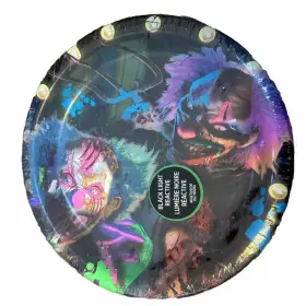 Amscan Inc. 192937399408 New Party Blacklight Paper Plates Freak Show Killer Clowns Scary Halloween