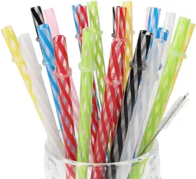 Amzsockets 748966109725 25 Pieces Reusable Plastic Stirrer Straws. 9 Inch Long Drinking Transparent S
