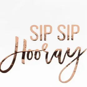 Andaz Press 191328172187 Rose Gold Foil Lunch Napkins Sip Hooray 6.5-inch 50-pack Bridal Shower Na