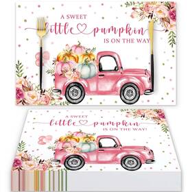 Andrain Cd-16-17-18 50pcs Pumpkin Disposable Paper Placemats 11x17in Pink Flowers