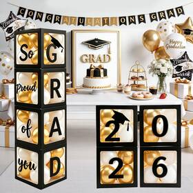 Anlass Gr2024 2026 Graduation Party Decorations Black Balloon Boxes With Letters Inch Grad &