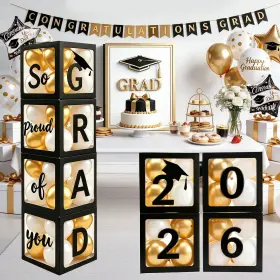 Gr2024 Anlass 2026 Graduation Party Decorations Black Balloon Boxes With Letters Inch Grad &