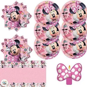 Another Dream 810008135495 Minnie Birthday Party Supplies Pack For 16 Guests With Plates Napkins Table