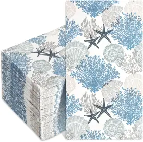 A1316 Anydesign 100pcs Guest Napkins Starfish Seashell Coral Disposable Paper