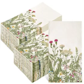 A1317 Anydesign 100 Pcs Floral Guest Napkins Wildflower 7.8 X 4.3 Inch Multicolor