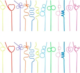 Udvi7rzud Apausvcm 628899 1 24pcs Crazy Straws Colorful Silly For Kids 9.05-10.23 Inch