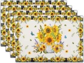 Lchwj9240220h85s00zd Aportt Sunflower Linen Placemats Set Of 4 12x18 Inch Summer 18x12 3