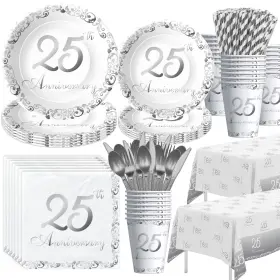 Aws000136 Apowbls 25th Anniversary Decorations Tableware - Silver Wedding Part
