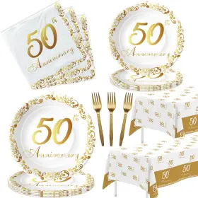 Aws000228 Apowbls 50th Anniversary Decorations And Supplies Tableware - Golden Wed