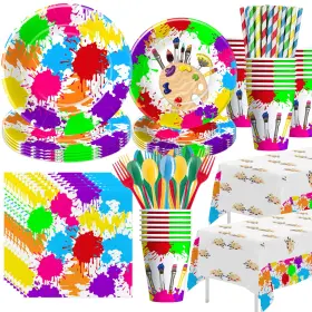 Aws000352 Apowbls Art Party Decorations Tableware - Paint Supplies Paper Plate Cup Nap