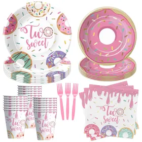 Aws000509 Apowbls Donut Two Sweet Birthday Plates And Napkins Party Supplies Girls - 2nd Bir