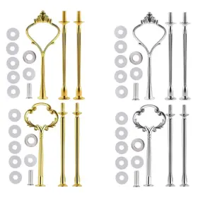 Itbatch3-28908 Apzdfgifcd 4 Sets Of 3 Tier Cake Plate Stand Handle Hardware Fruit Golden Silver