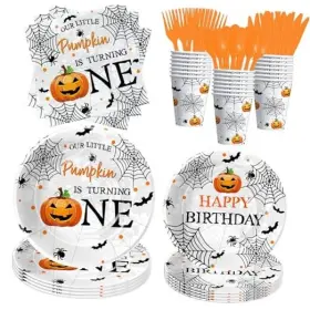 Bir036 Aribra Halloween 1st Birthday Plates And Napkins Party Supplies Our Little Pumpkin