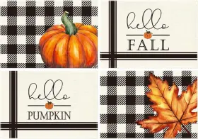 Placemat-fall-4pc-3045-007 Artoid Mode Hello Fall Pumpkin Maple 12 X 18 Rectangular Set Of 4 Black