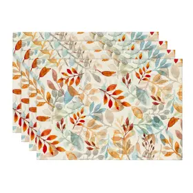 Placemat-fall-4pc-3045-027 Artoid Mode Eucalyptus Leaves 12 Inch X 18 Rectangular Set Of 4 Orange/blue