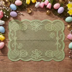 Placemat-lace-4pc-3045-003gr Artoid Mode Green Eggs Lace Easter Placemats Set Of 4 12x18 Inch Table Mats For Wedding An